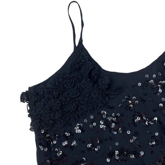 Pre-Loved PARAH Women Black Strappy Sequin Sleeveless Silk Tank Top US S - Picture 8 of 13